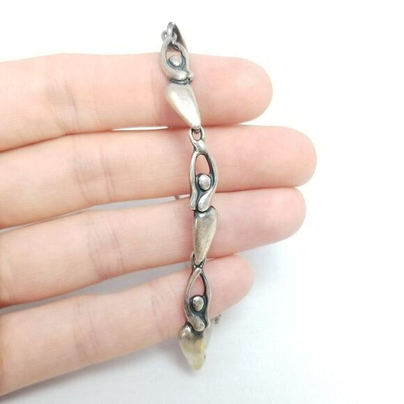 Vintage Sterling Silver Women Form Bracelet, Artist Signed, 7 Inches Long Estate - Picture 9 of 9